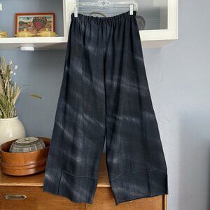 ELLEN HAUPTLI Wide Leg Pants Navy Art to Wear Lagenlook Size S